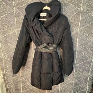 Calvin Klein Women Puffer Coat Oversize Shawl Collar - Black Sz L‎